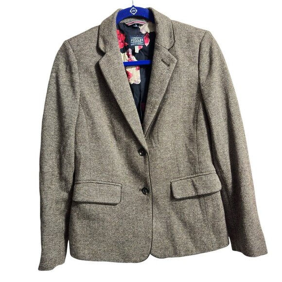 Joules Women’s Tweed Blazer Womens 10 Brown Herringbone Country Jacket Vintage - Picture 1 of 12